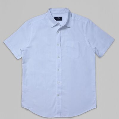 Camisa de manga corta de lino y algodón - Blanco