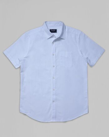 Chemise à manches courtes en coton et lin - Blanc 1