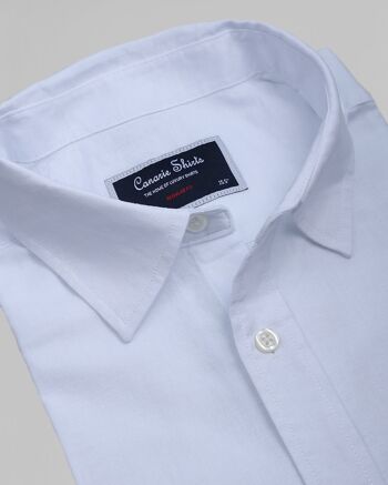 Chemise à manches courtes en coton et lin - Blanc 3