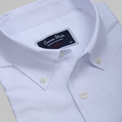 Button Down Collar Oxford Short Sleeve - White