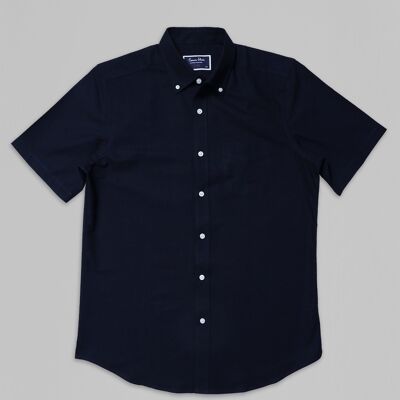 Oxford-Kurzarm mit Button-Down-Kragen - Navy