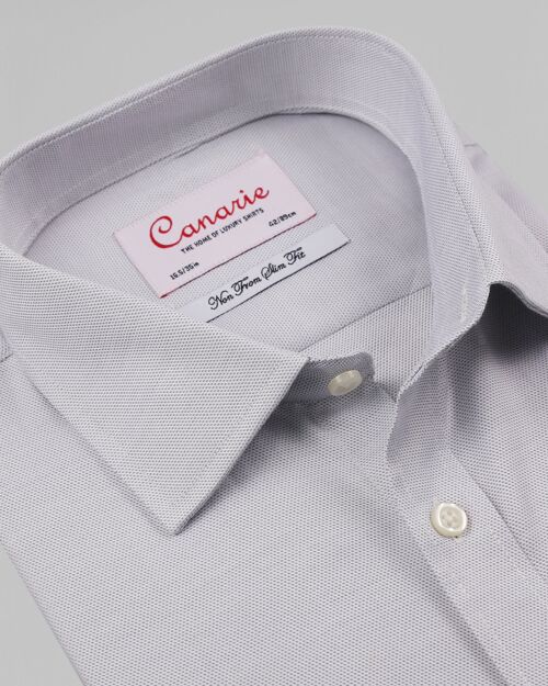 Men's Formal Grey Dash Weave TENCEL Cotton Mix Non - Iron Shirt Button Cuffs Slim fit