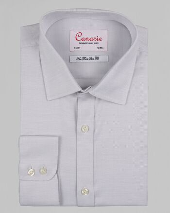 Chemise habillée grise Dash Weave TENCEL mélange de coton sans repassage pour homme, coupe ajustée 2