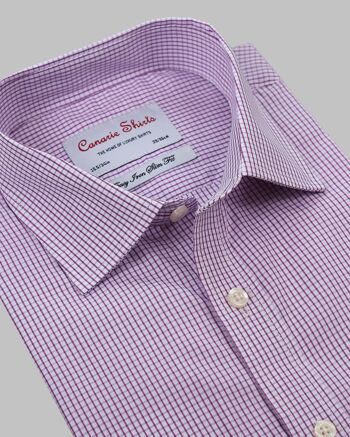 Chemise homme de luxe à carreaux violet et blanc, facile à repasser 1