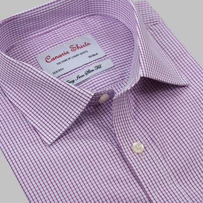 Chemise homme de luxe à carreaux violet et blanc, facile à repasser