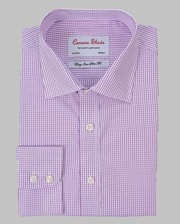 Chemise homme de luxe à carreaux violet et blanc, facile à repasser 2