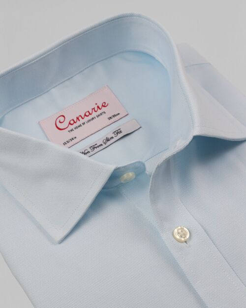 Men's Formal Light Blue Dash Weave TENCEL Cotton Mix Non - Iron Shirt Double Cuff ( Requires Cuff Links ) Regular fit
