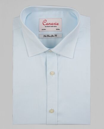 Chemise habillée bleu clair Dash Weave TENCEL mélange de coton sans repassage pour homme Double manchette (nécessite des boutons de manchette) Coupe régulière 3