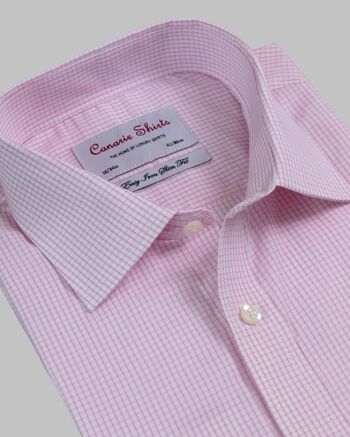 Chemise Homme Luxe Carreaux Rose Blanc Repassage Facile 1