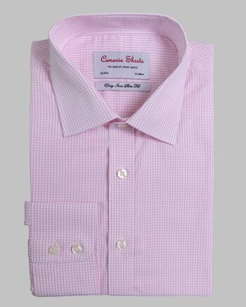 Chemise Homme Luxe Carreaux Rose Blanc Repassage Facile 2