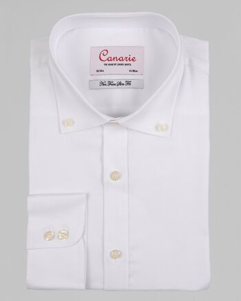 Chemise d'affaires formelle blanche Royal Oxford sans repassage pour hommes à double manchette (nécessite des boutons de manchette) Coupe régulière 2