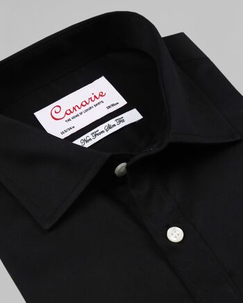 Chemise habillée en sergé noir facile à repasser pour homme à double manchette (nécessite des boutons de manchette) Coupe ajustée 1