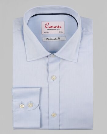 Chemise habillée en sergé bleu signature sans repassage pour homme avec poignets boutonnés Coupe ajustée 2