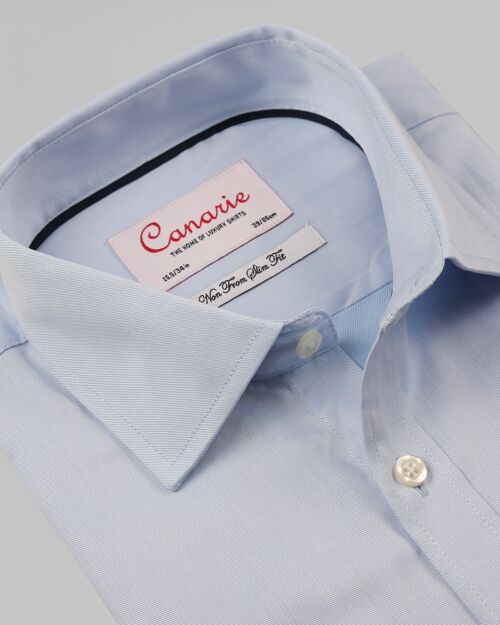 Men's Formal Blue Signature Twill Non - Iron Shirt Double Cuff ( Requires Cuff Links ) Regular fit