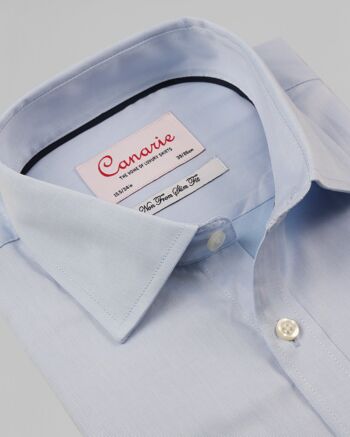 Chemise sans repassage en sergé à signature bleue pour homme à double manchette (nécessite des boutons de manchette) Coupe régulière 1