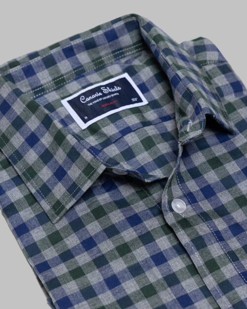 Casual Shirt Brushed Cotton With Chest Pocket - Olive Green