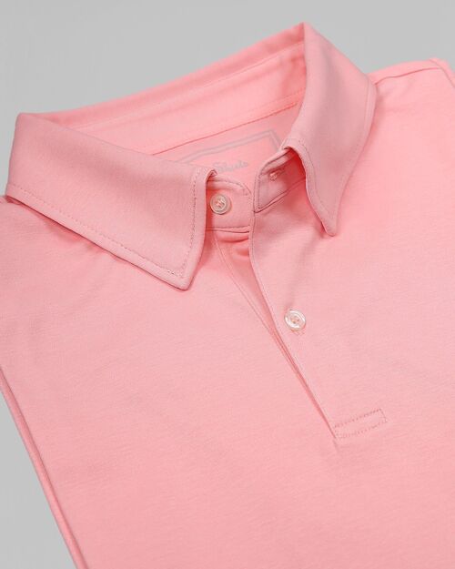 Smart Casual Short Sleeve Polo Shirt Jersey Cotton  - Pink