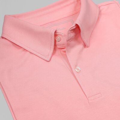 Smart Casual Short Sleeve Polo Shirt Jersey Cotton  - Pink