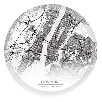 Plateau avec carte de New York 38 cm