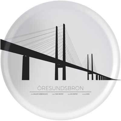 Tray Öresund Bridge Round 38 Cm - Malmö / Copenhagen