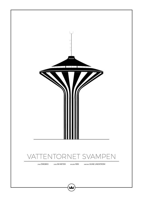 Posters Av Vattentornet Svampen - Örebro