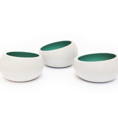 Set of 3 beryl green natural concrete candle holders - Raw