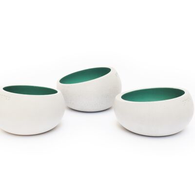 Set of 3 beryl green natural concrete candle holders - Raw