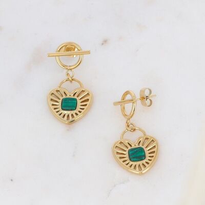 Golden Jesse earrings with Malachite