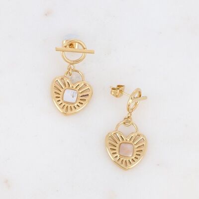 Golden Jesse Earrings with White Mother-of-Pearl
