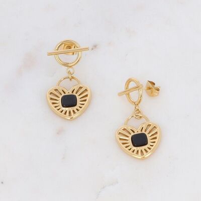 Gold Jesse earrings with Onyx
