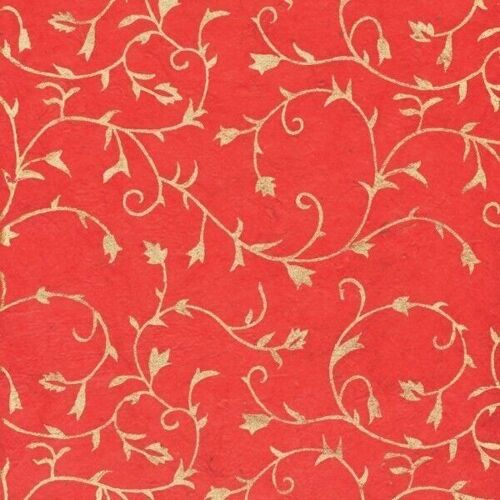 Floral Design Lokta Gift Wrap Sheets - Red