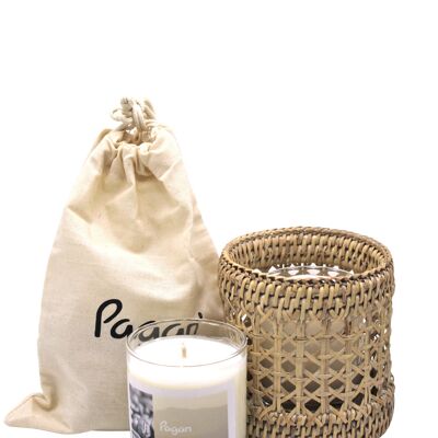 kit di 4 portacandele in rattan bianco + 4 fragranze Oktoba