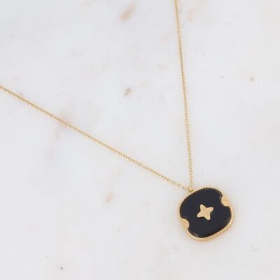 Gold Devon necklace with black acetate