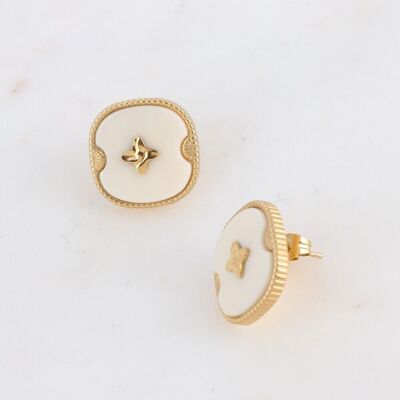 Gold Devon earrings with white acetate