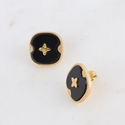 Golden Devon earrings with black acetate