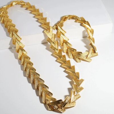 Bold Look Vintage Style V Chain Necklace n Bracelet