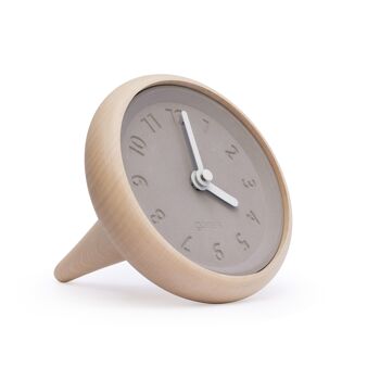 Horloge de table bois et béton aiguilles blanches - Toupie 1