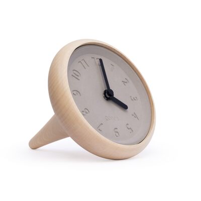Reloj de sobremesa de madera y cemento agujas negras - Toupie