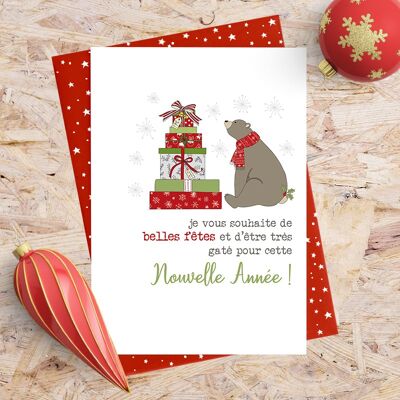 French Christmas Card - Happy Holiday and Wonderful New Year