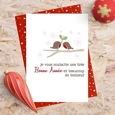 French Christmas Card - New Year Filled with Happiness