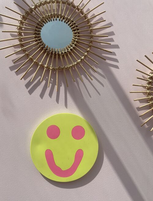 Smiley Wall Hanging - Neon Yellow & Neon Pink