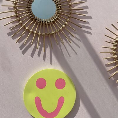 Colgante de pared Smiley - Amarillo neón y rosa neón