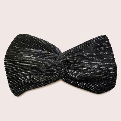 BLACK SILVER PLEATED Headband / pleated polyester