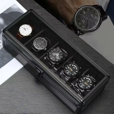 Uhrenbox aus Metall - 5 - Schwarz