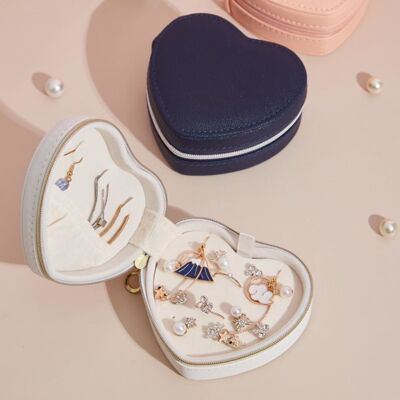 Heart Shaped Jewelry Box - White