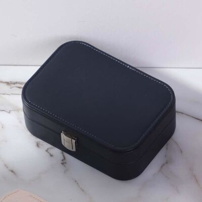 Leather Travel Jewelery Box - Blue