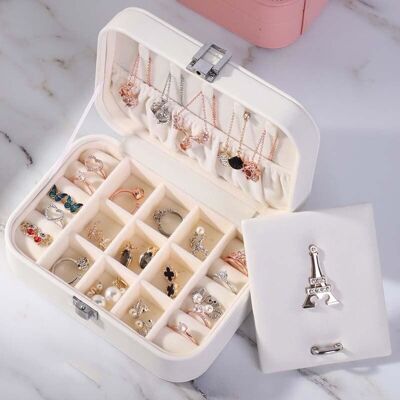 Leather Travel Jewelery Box - White