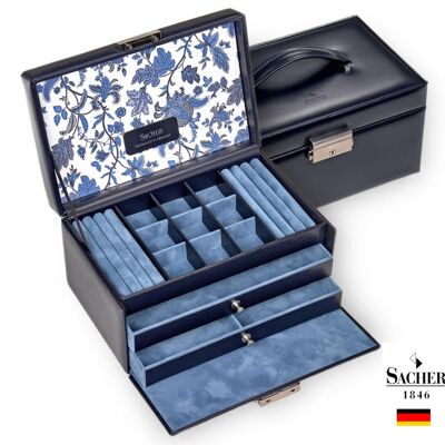 Women's Jewelery Box with Drawer - Elly - Blue Flower