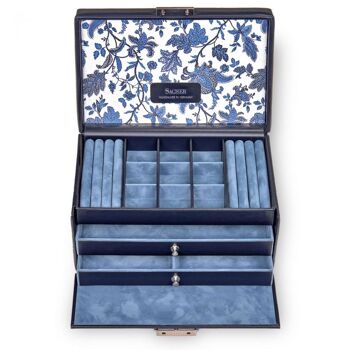 Boîte à Bijoux pour Femme avec Tiroir - Elly - Fleur Bleu 5