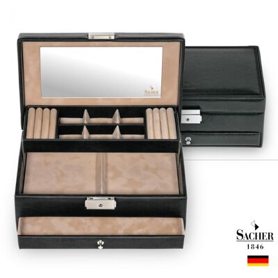 Faux Leather Jewelery Box - Helen - Black